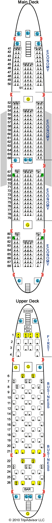 airbus seating plan. detailed seat plan Upper